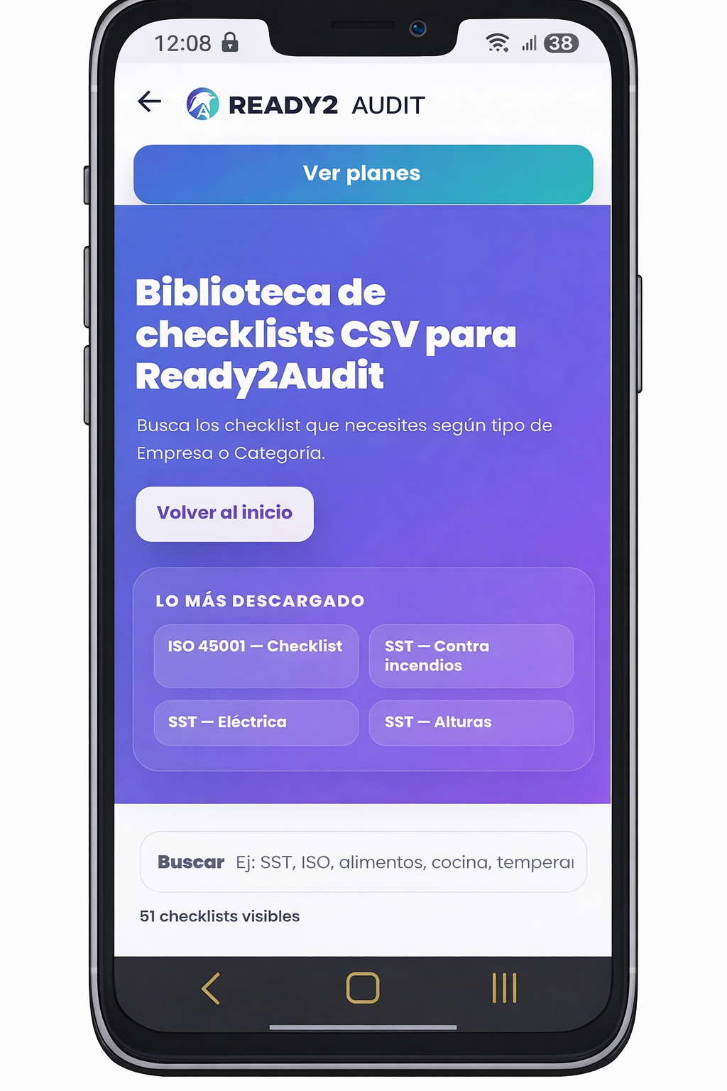Captura de biblioteca web de checklist